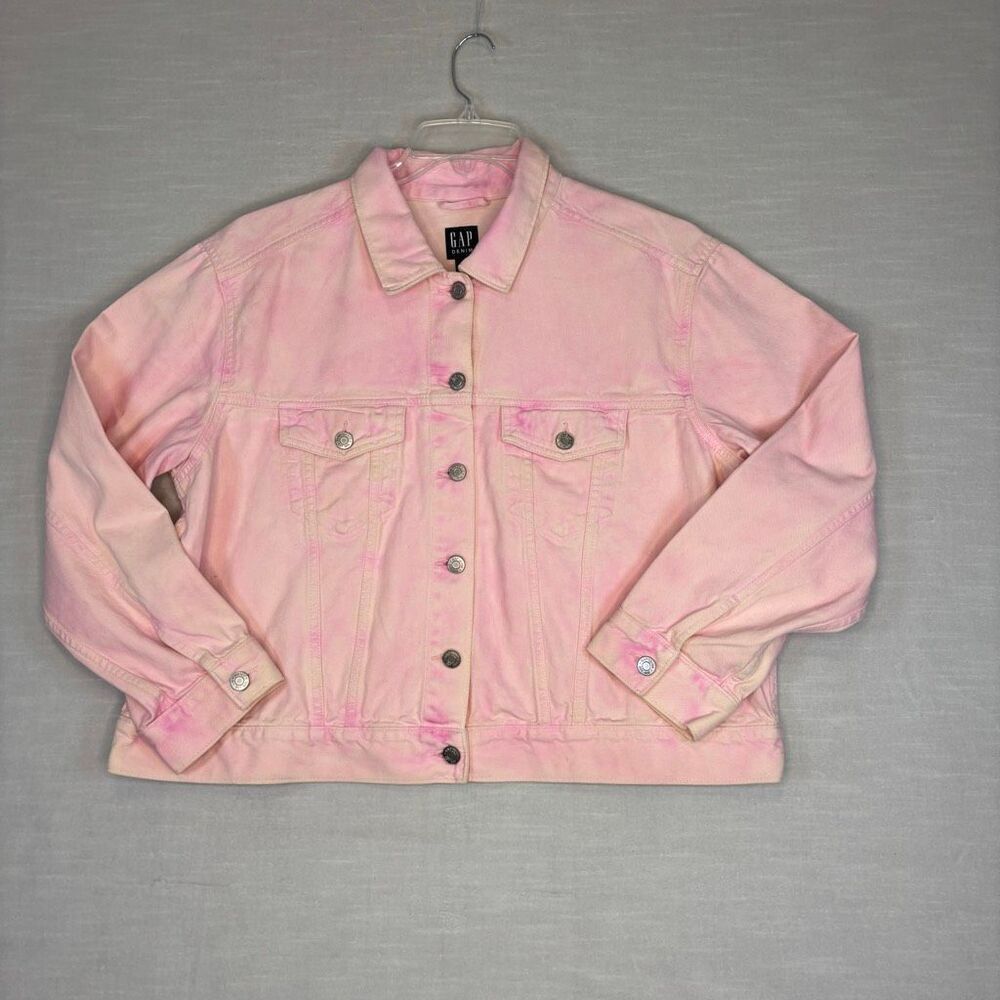 GAP Denim Women's Size XL Pink Cropped Icon Jacket Coat Button Up